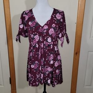 Pink/maroon floral blouse